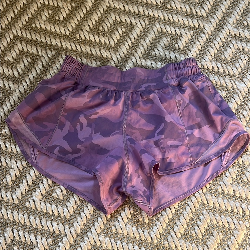 NWOT Lululemon Purple Camo Hotty Hot Shorts